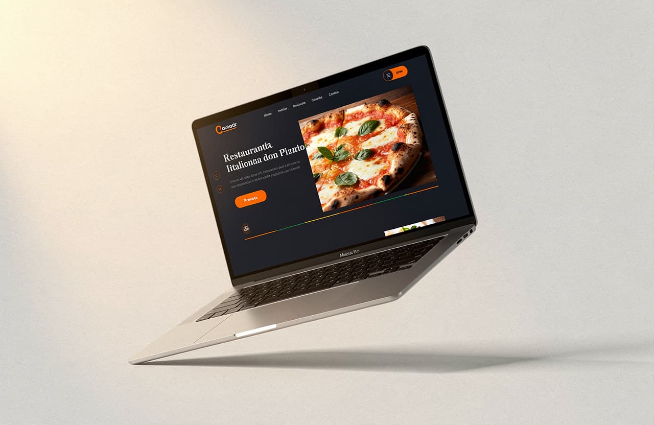 Concept sito per pizzeria su laptop