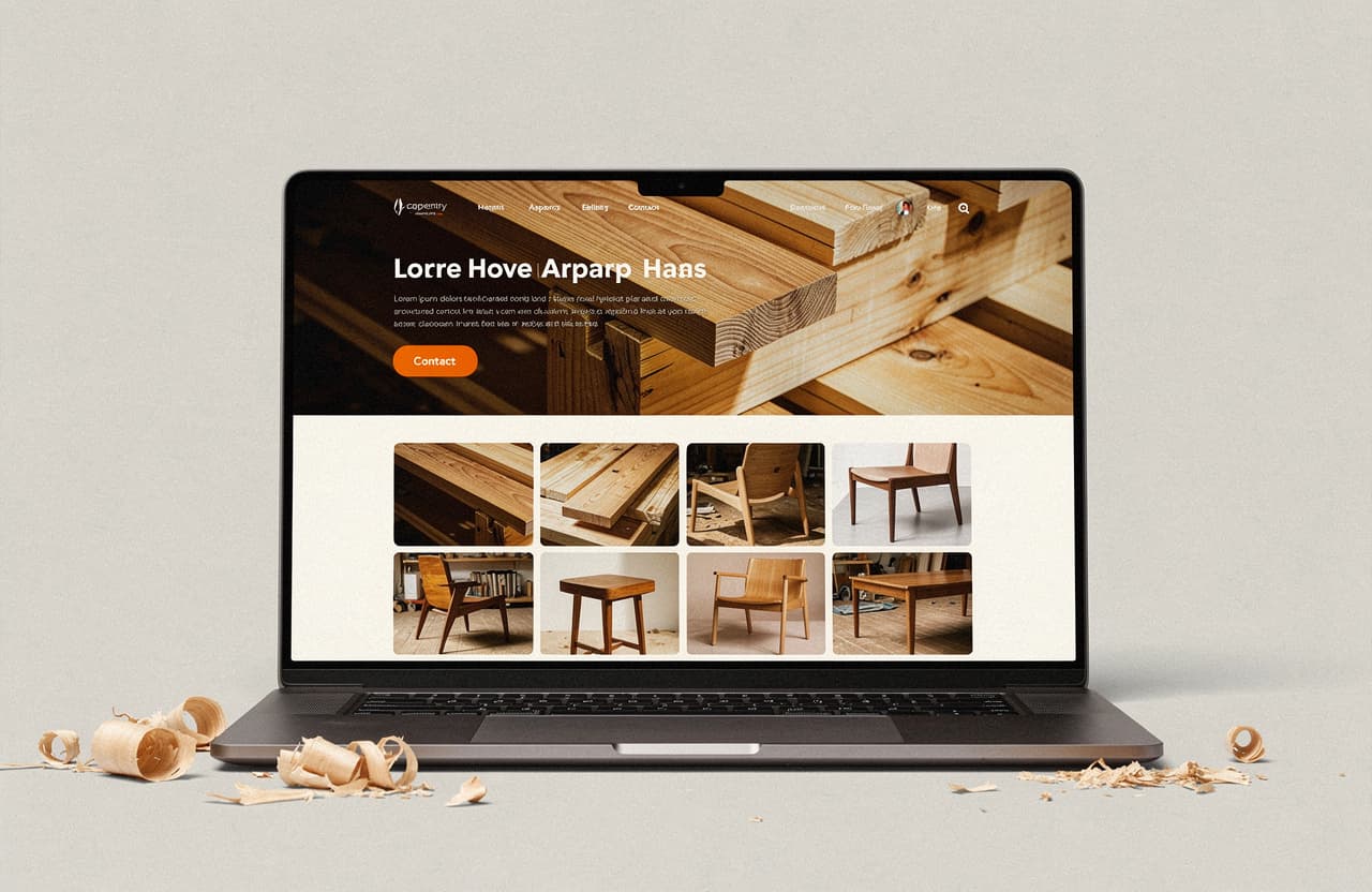 Concept sito per falegnameria artigiana su laptop